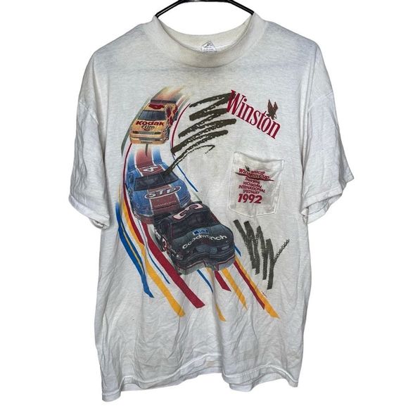 VTG 1992 Winston Cup Men's White and Gold T-Shirt Size XL - Picture 1 of 7